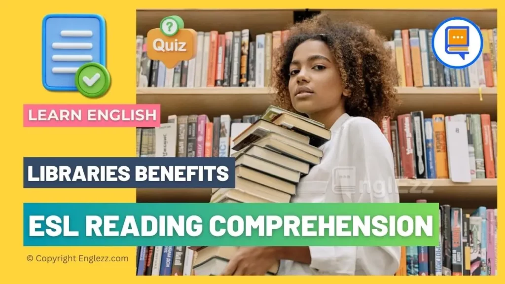 Free Interactive ESL Reading Comprehension about Libraries 1 free interactive esl reading comprehension about libraries