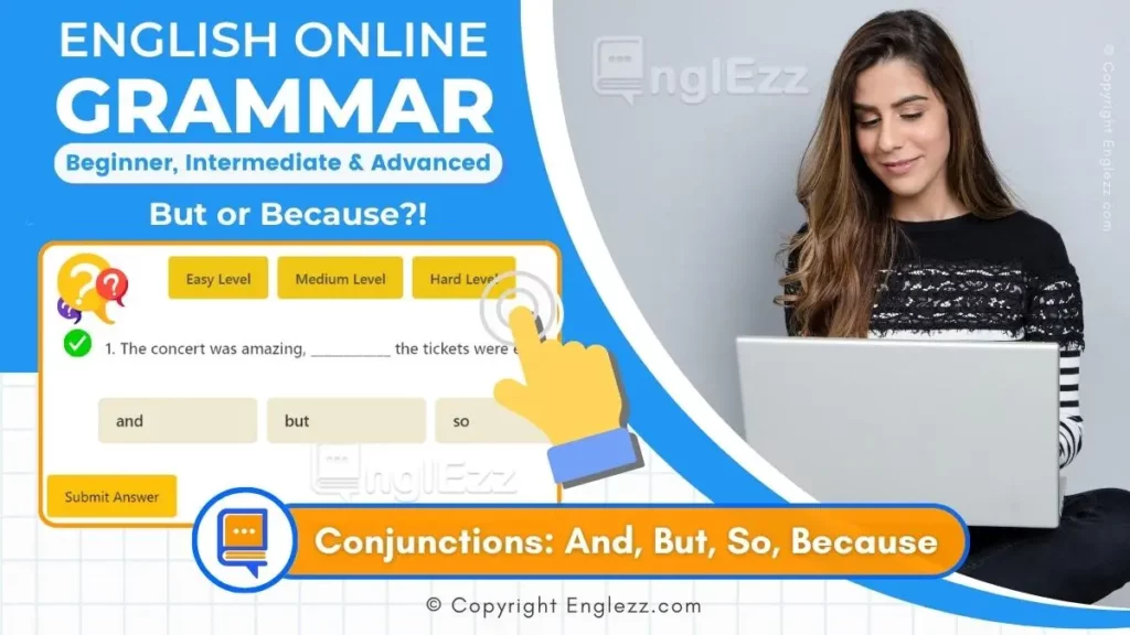 conjunctions:-and-but-so-because-exercises-with-answers-3-levels-grammar-quiz