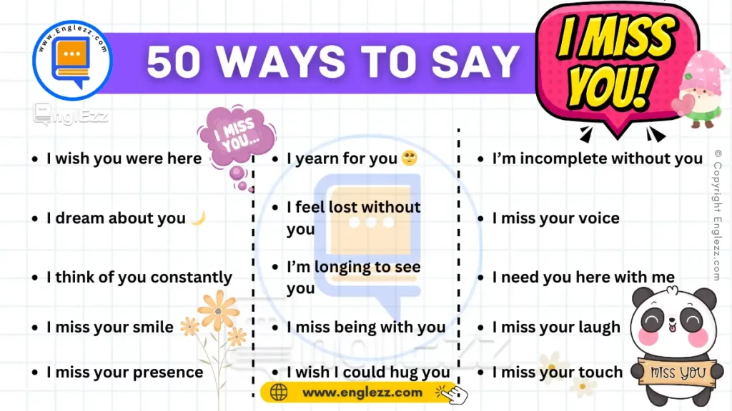 50 Unique Ways to Say I Miss You in English 1 50-ways-to-say-i-miss-you-in-english-with-examples