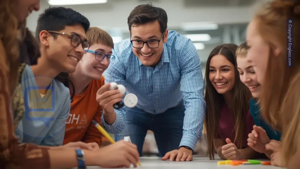 10 Effective Battle-Tested Attention Getters for Teachers 2 male timer playing game with teenage students who are motivated